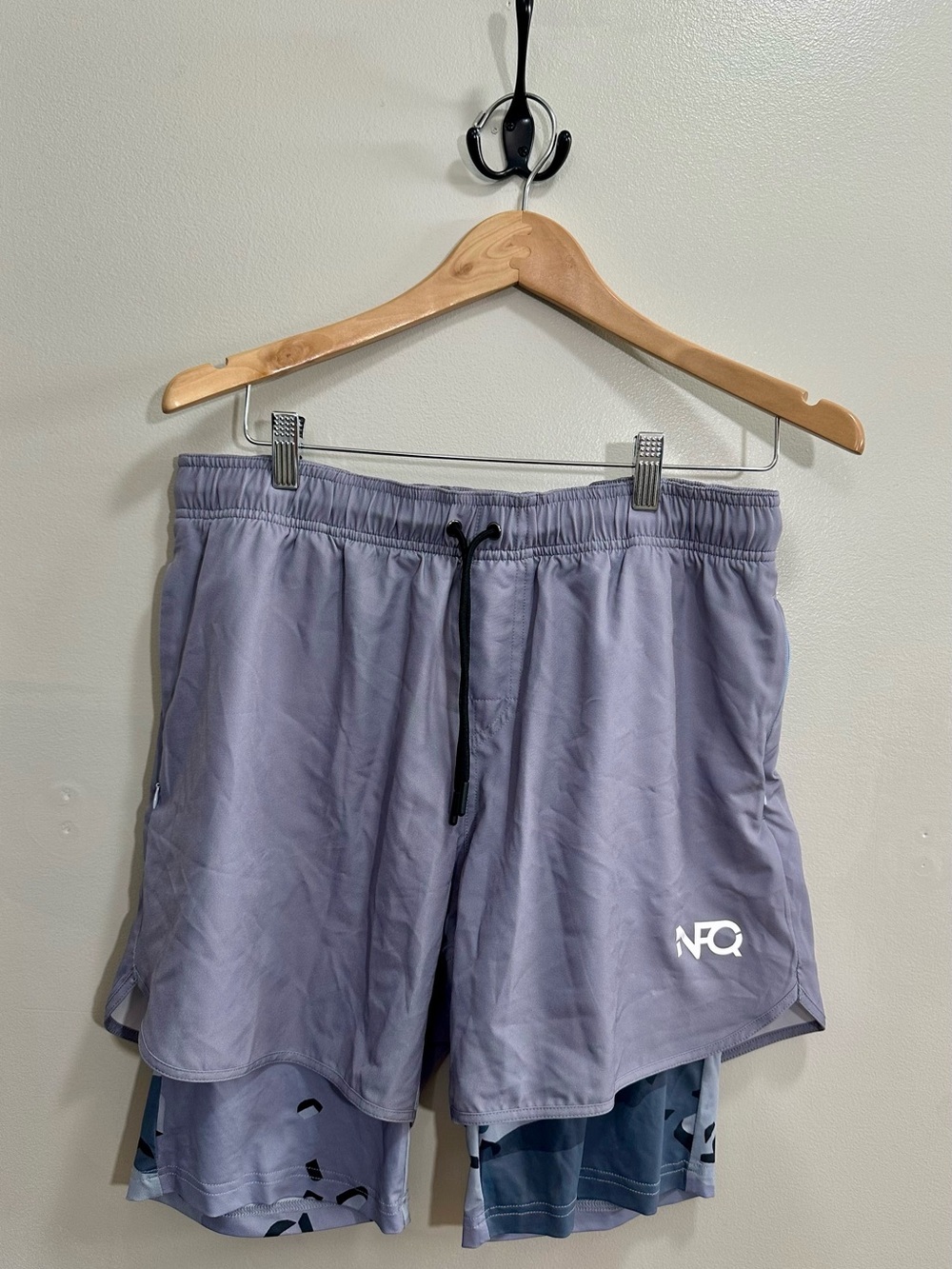 NFQ Men’s Extended Liner Training Shorts Purple Camo Size L